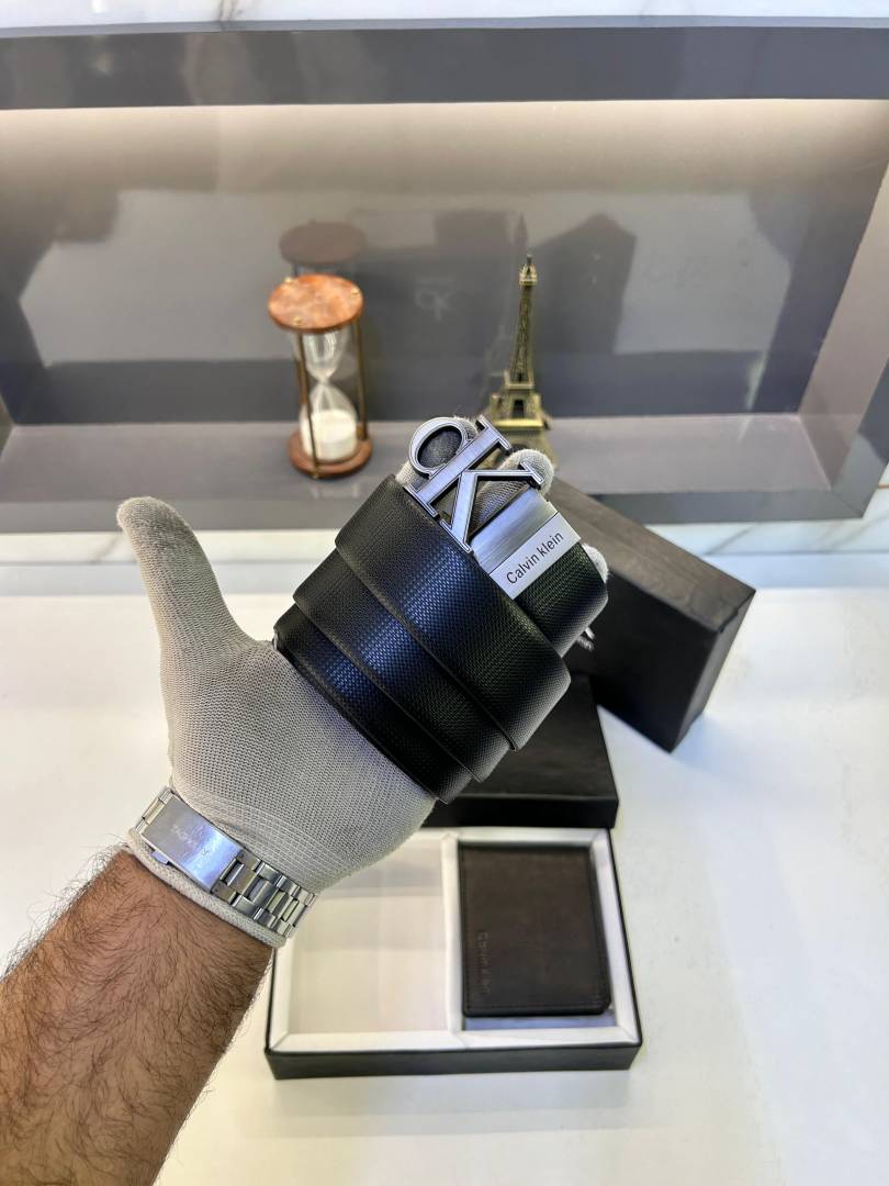 Ck_Calvin Black Wallet & Belt Combo Fa 396