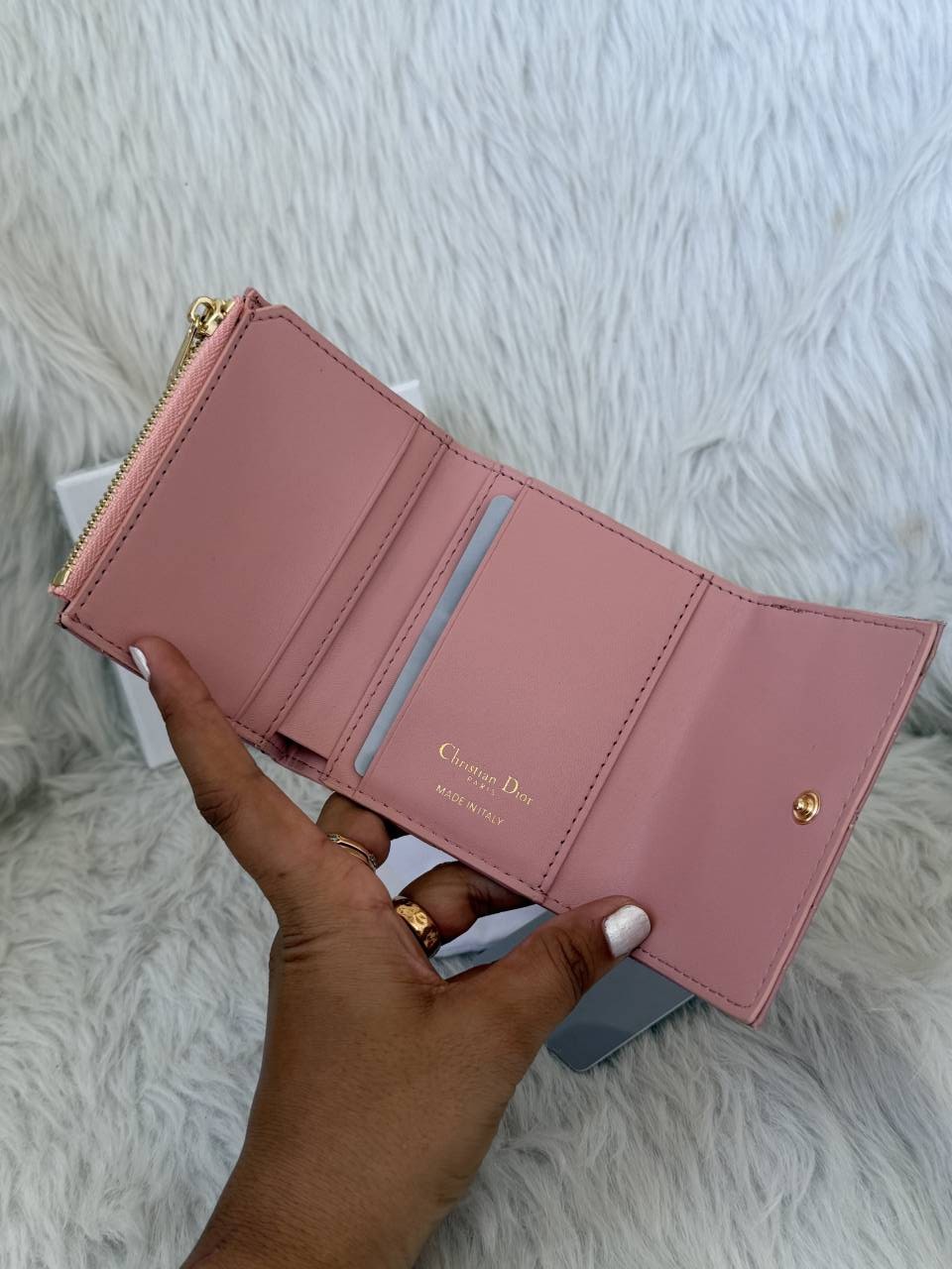 Diyor_Pink_Caro_Hibiscus_Trifold_Wallet_With_OriginalBox_DustCover_CardTags