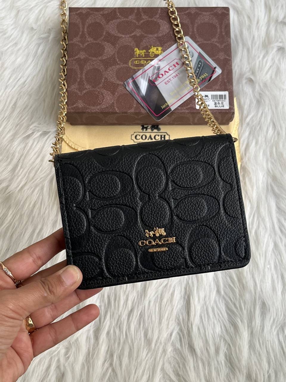 Coach 122 Black ChainOnWallet With OriginalBox DustCover BrandCard - Image 2