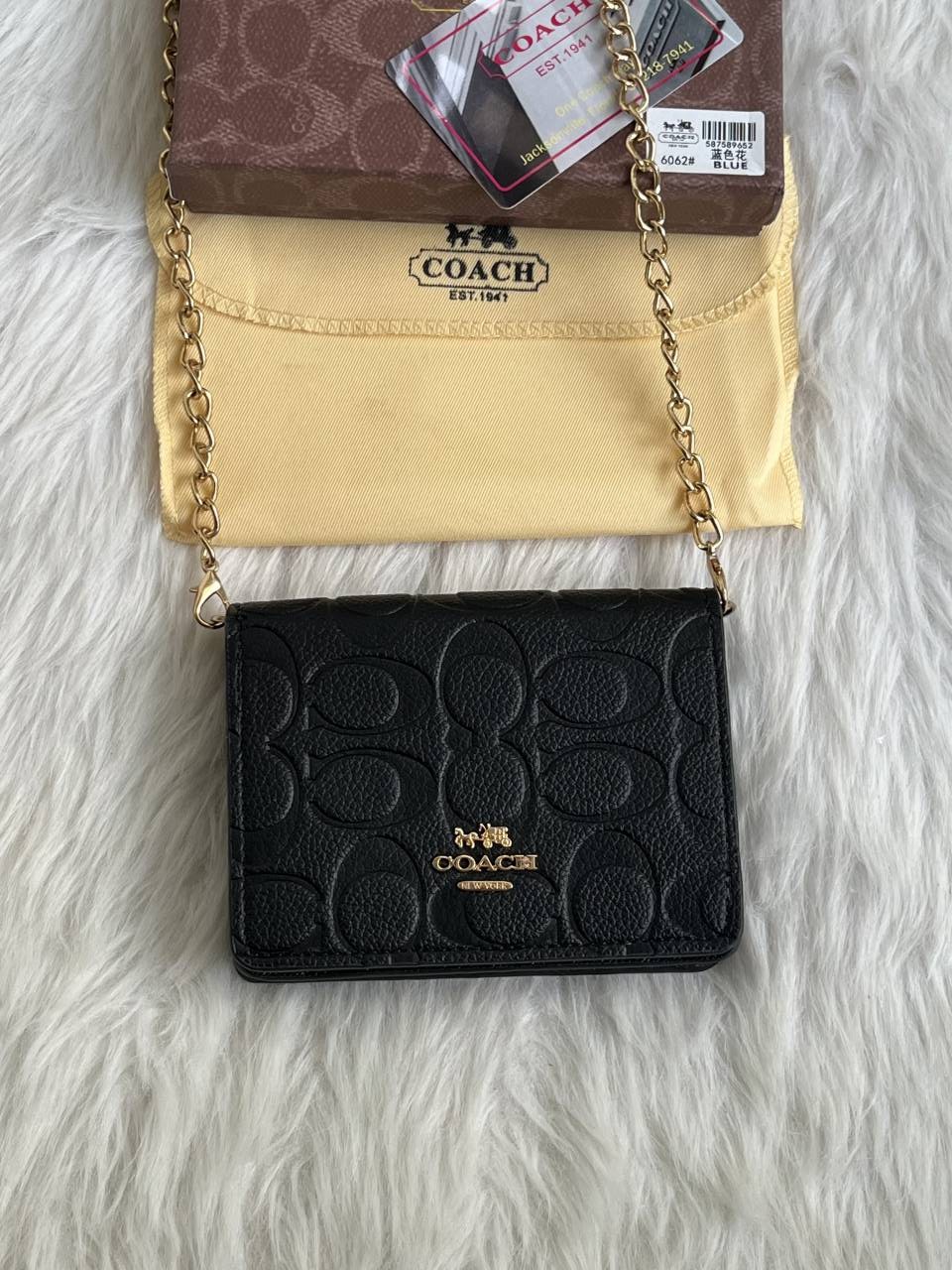Coach_122_Black_ChainOnWallet_With_OriginalBox_DustCover_BrandCard