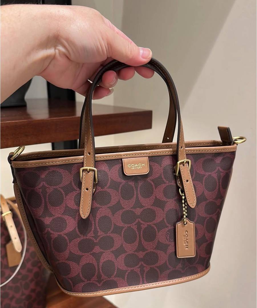 Coacch Taxi 21 Wine Brown SmallTote With OriginalBox DustCover