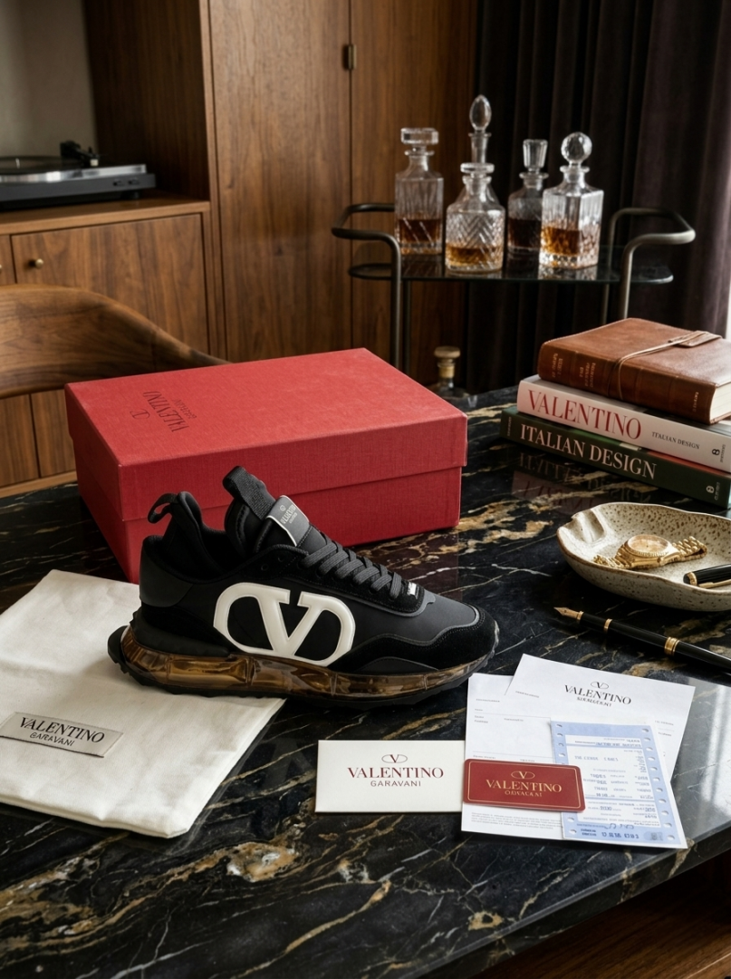 VALENTYNO GARAVANI BLACK SUEDE METALLIC GOLD
