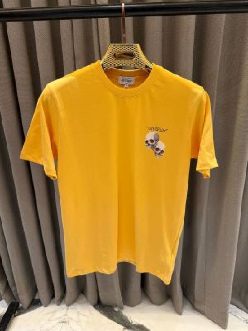 Of white Chest Logo Round Neck T-shirt Yellow