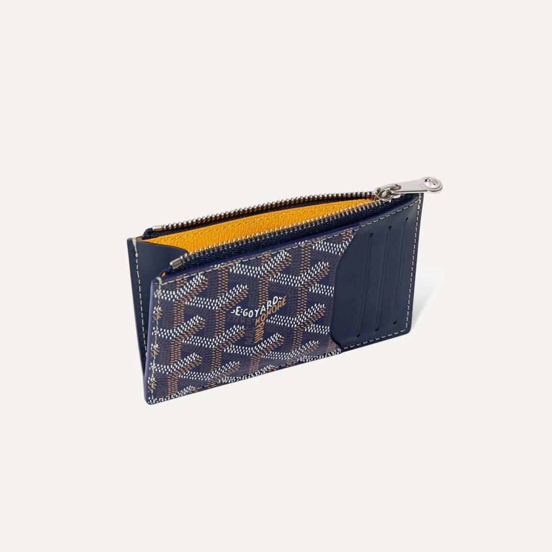 Goyarrd GO-1 Blue Bourbon Zip Card Case Wallet With Original Box & DustCover