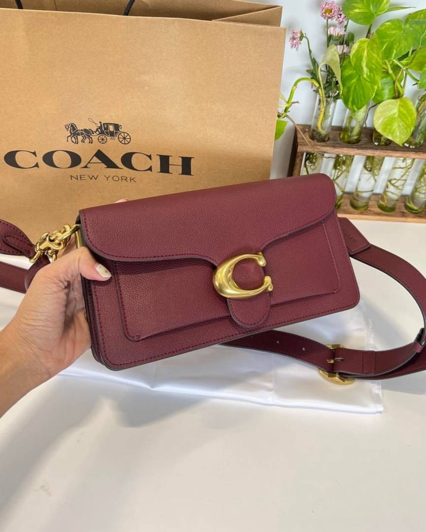 Coaach Tabby 26 Exclusive Quality Shoulder Bag With OG Box & Dust Bag & 2 Belts (Wine - 1205)