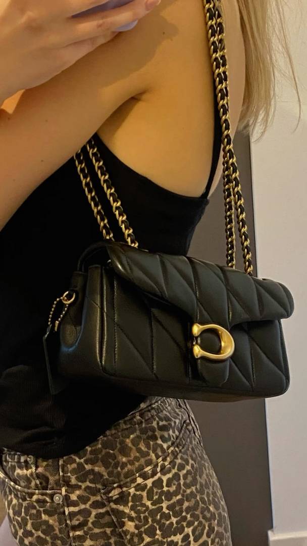 Coacch Tabby 20 Quilted Black Gold ShoulderBag With OriginalBox DustCover