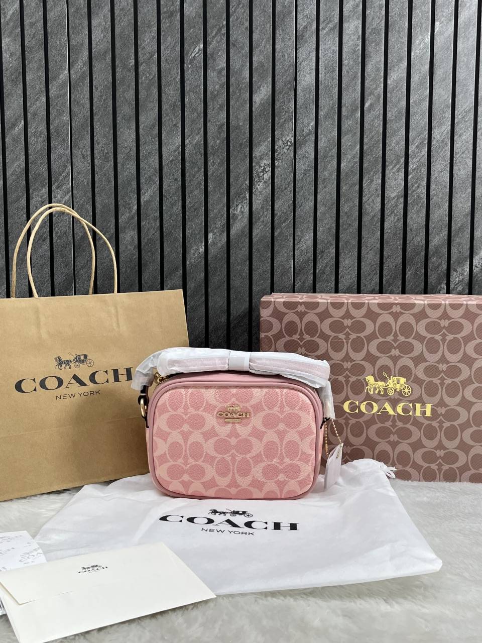 Coacch Jamie Pink Camera Crossbody Bag With OriginalBox DustCover CarryBag