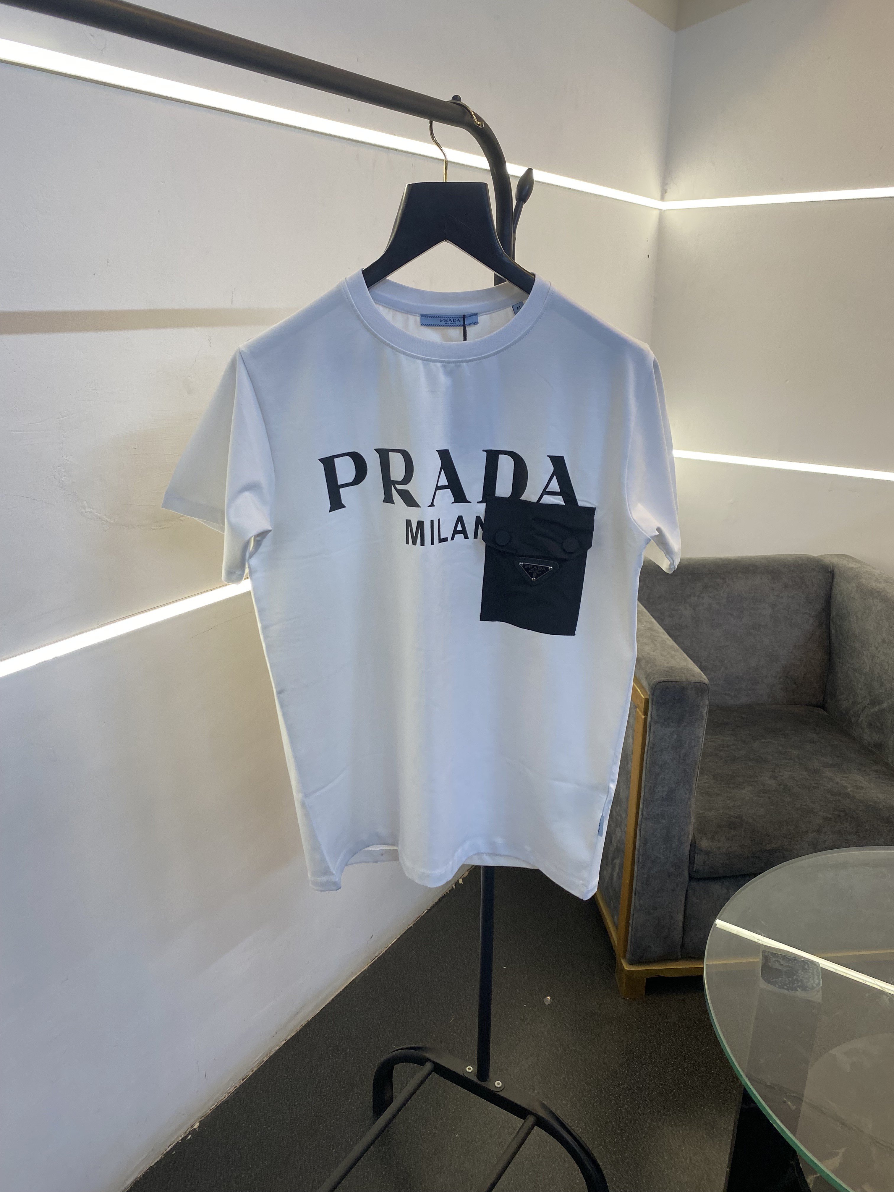 Pradda turkey imported front pocket and print imported round neck tshirt white sale