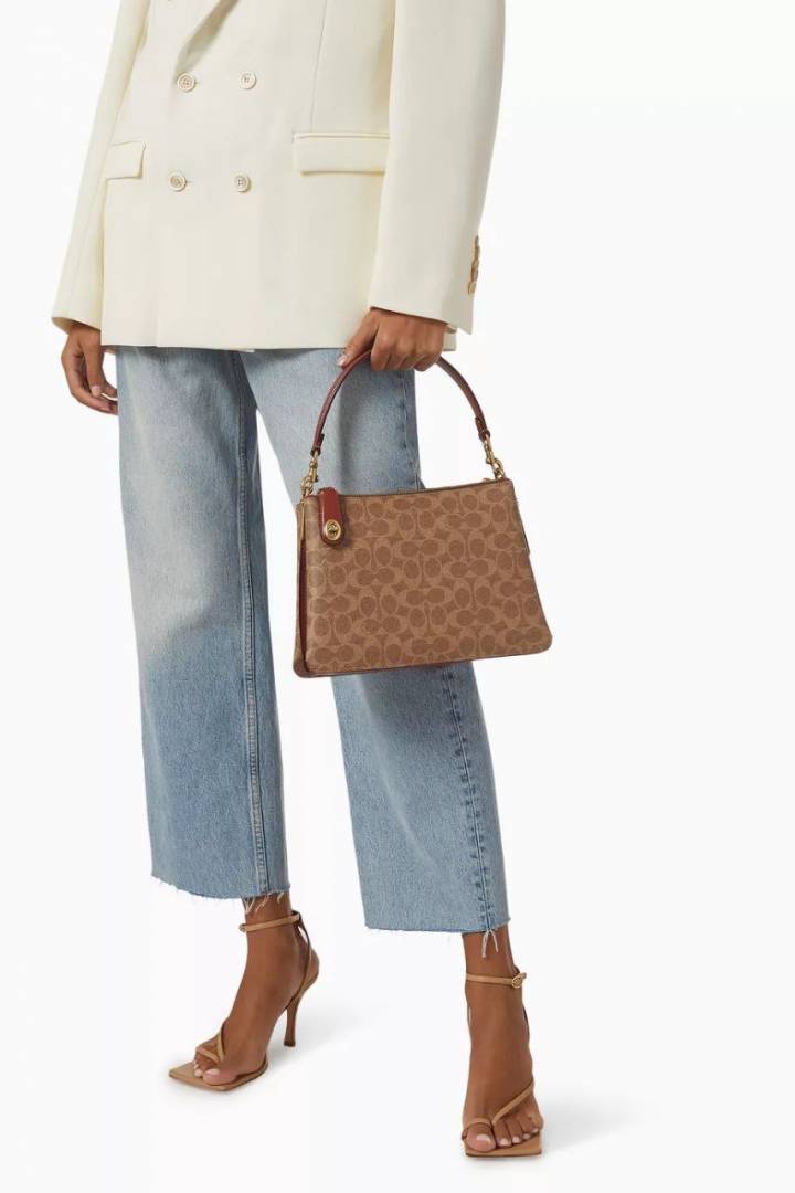 Coacch_Double_Zip_Signature_Canvas_Leather_ShoulderBag_With_CarryBag_DustCover