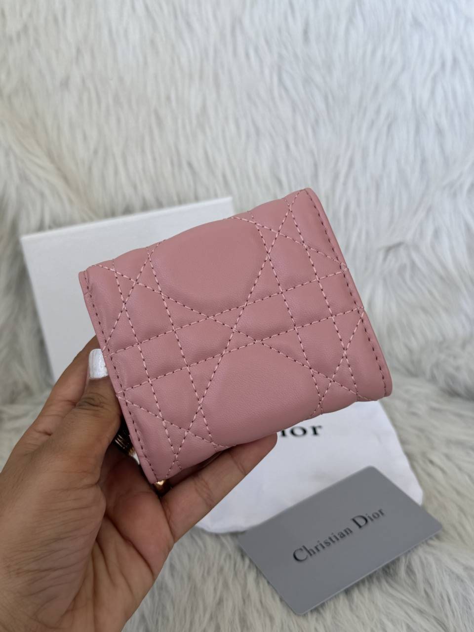 Diyor_Pink_Caro_Hibiscus_Trifold_Wallet_With_OriginalBox_DustCover_CardTags