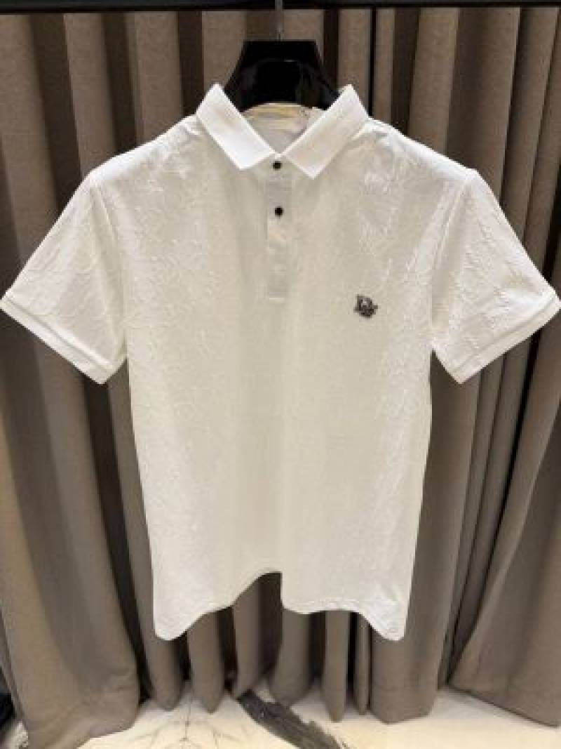 Christian Diyor Chest Logo Full Monogram Polo T-shirt White