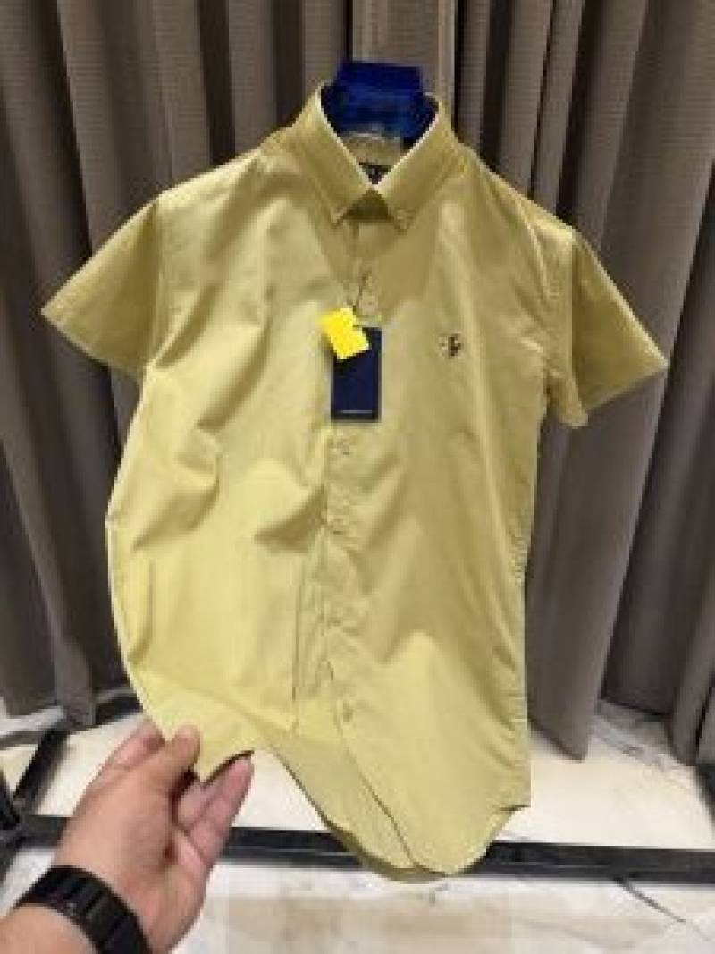 Ralp lauren Premium Half Cotton Mustard Green Shirt