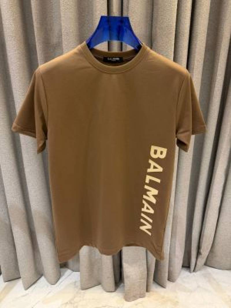 Balman Middle Brand Print Round Neck T-shirt Brown