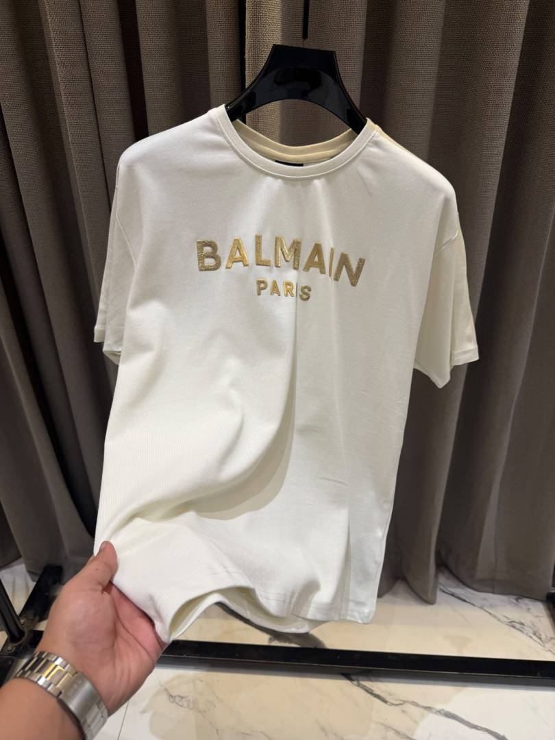 Balmai Middle Brand Print Round Neck T-shirt White
