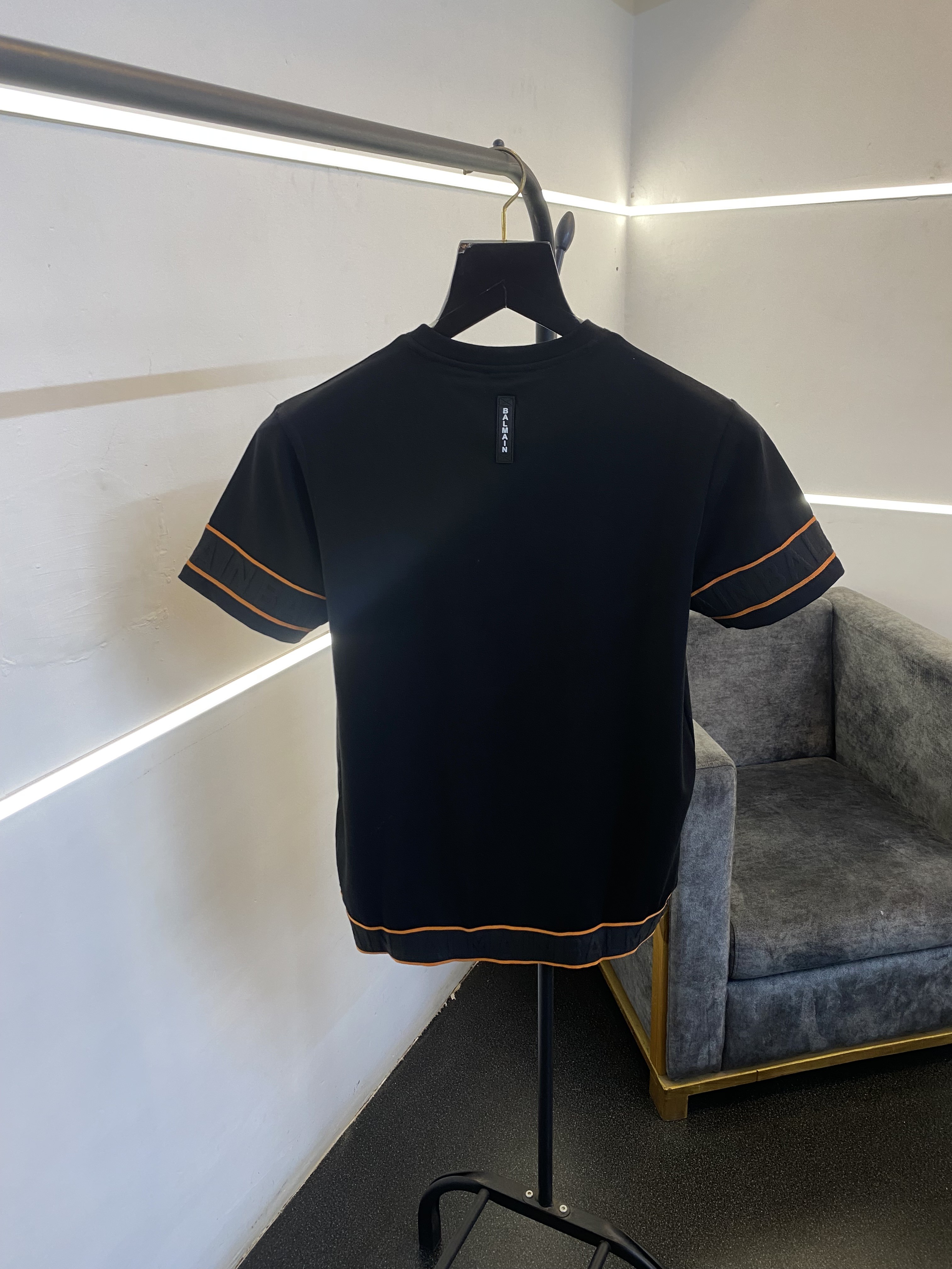 Balman steel logo black orange embossed logo strips turkey imported round neck tshirt