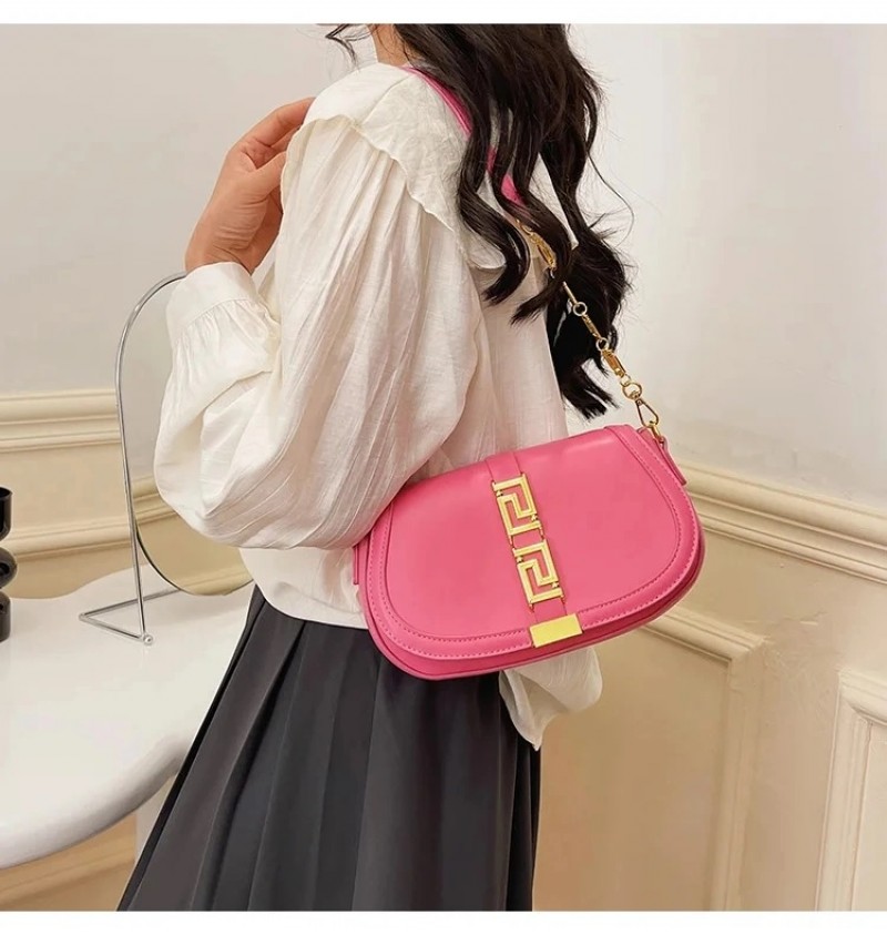 Versace Greca Goddess Shoulder Bag With OG Box & Dust Bag (Pink - 677)