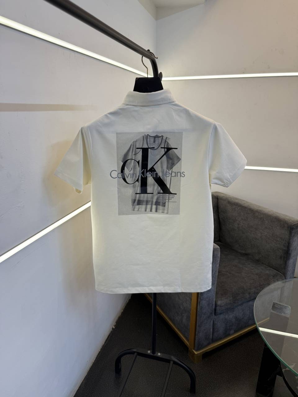Calvin kline cream front and back print turkish imported polo Tshirt salw