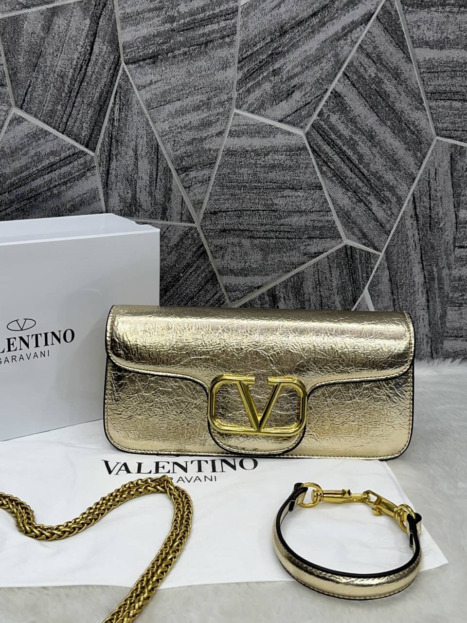 Valentyno_V_Logo_Long_Shoulder_Bag_Clutch_With_Original_Packing
