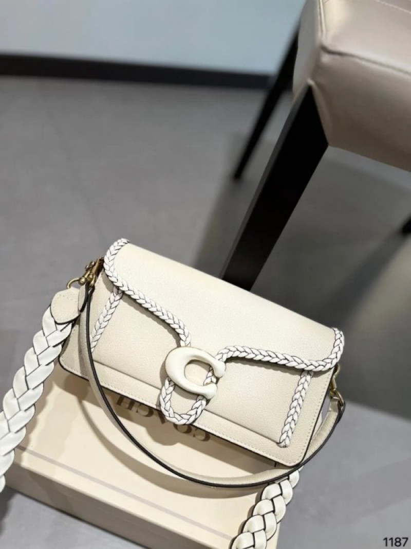 Coach Tabby 26 Elite Quality Shoulder Bag With OG Double Magnetic Box & Dust Bag & 2 Belts (Of White-664)