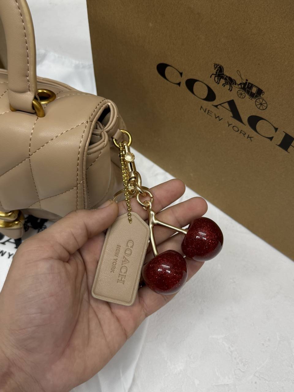 Coacch 9922 Tabby Top Handle Bag With Cherry Charm Original Box DustCover & CarryBag