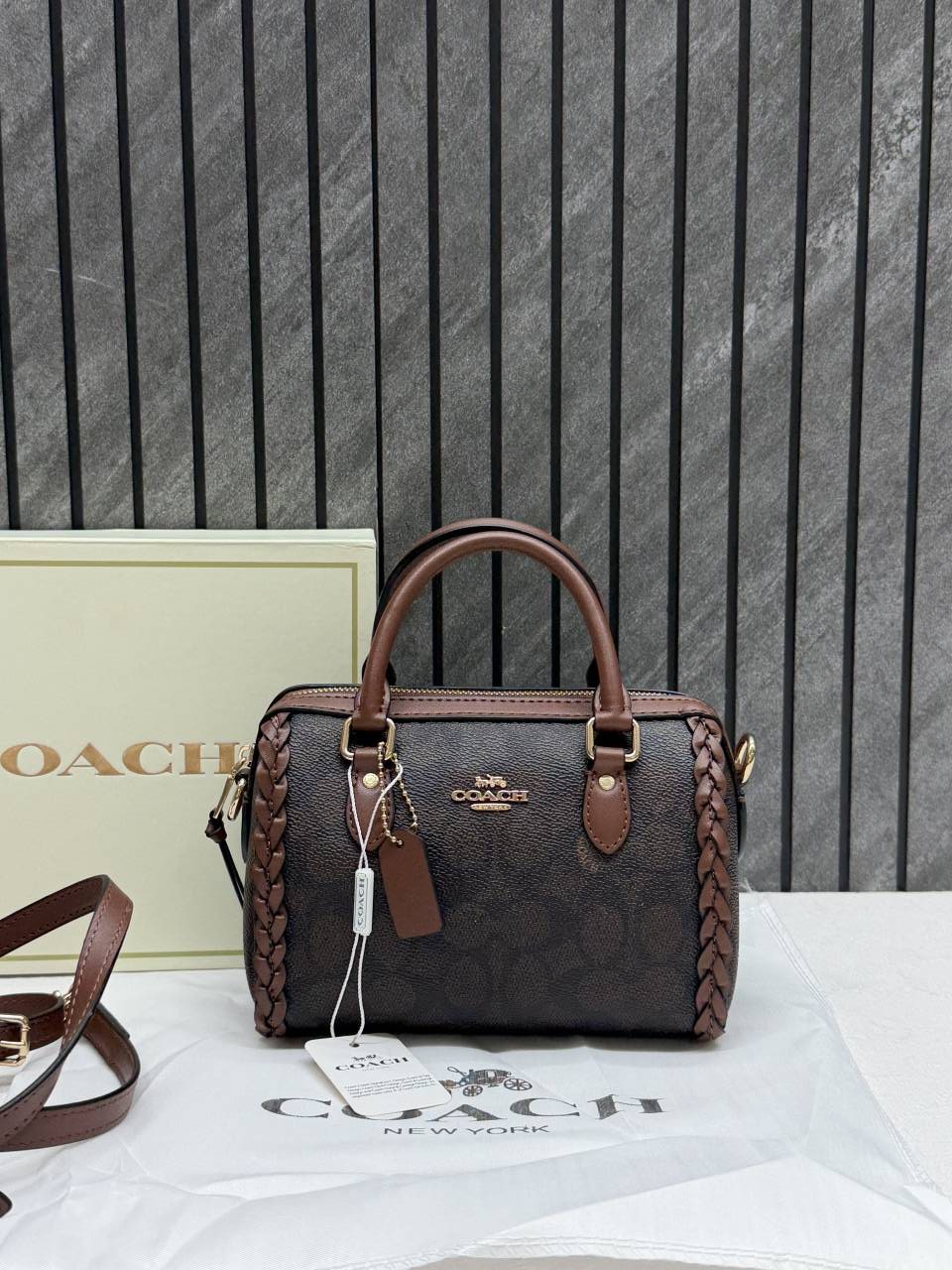 Coacchh Rowan Mini Braided Crossbody Bag With Original Magnet Box & DustCover Packing
