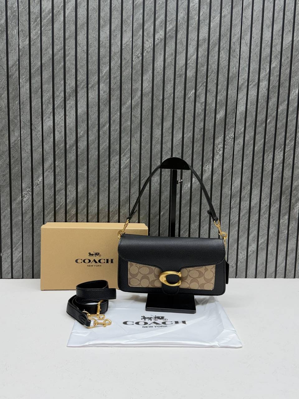 Coacch Tabby 26 Black-Bg Mono Shoulder Crossbody Bag With Original Box 2 Belt (Short Long)