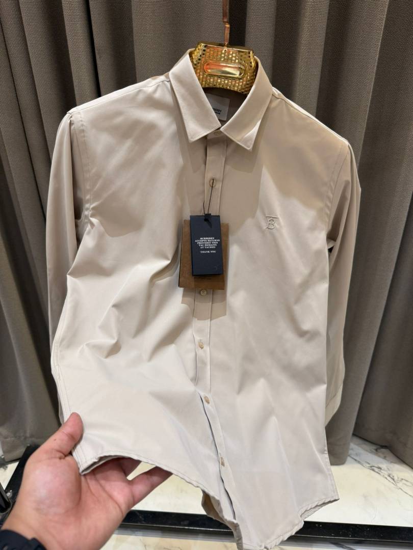 Burbery Chest Logo Full Sleeves Shirt Beige