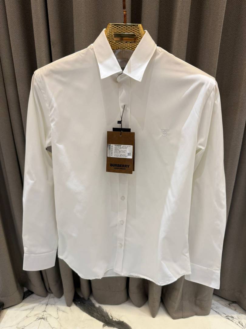 Burbery Chest Logo Full Sleeves Shirt White