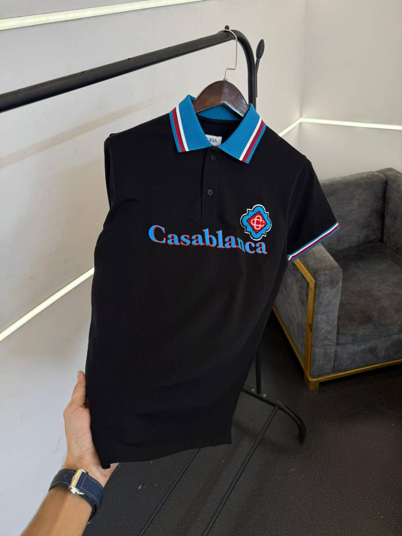 Casablanca imported box pack polo Tshirt Black
