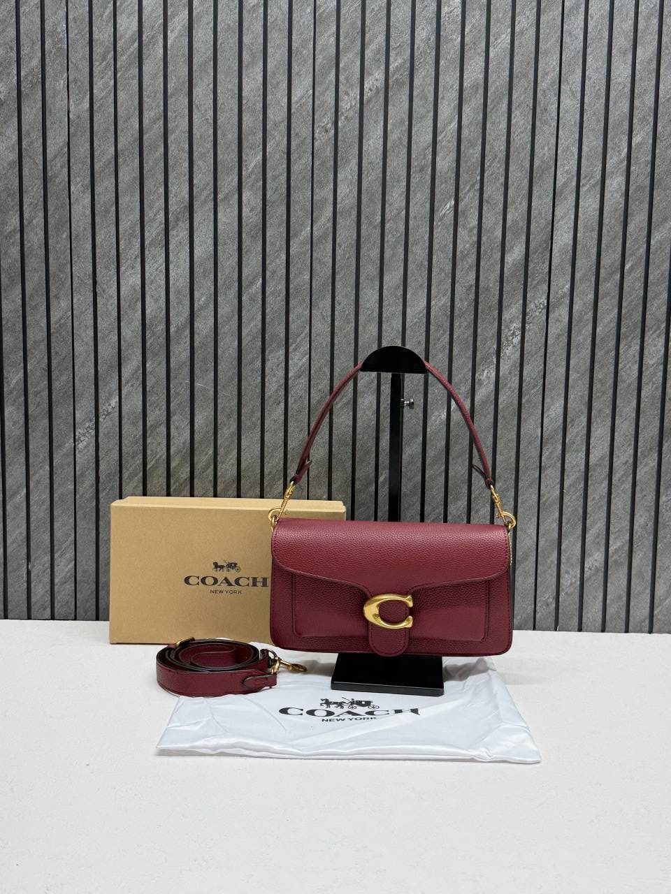 Coacch Tabby 26 Wine Shoulder Crossbody Bag With Original Box 2 Belt (Short  Long)