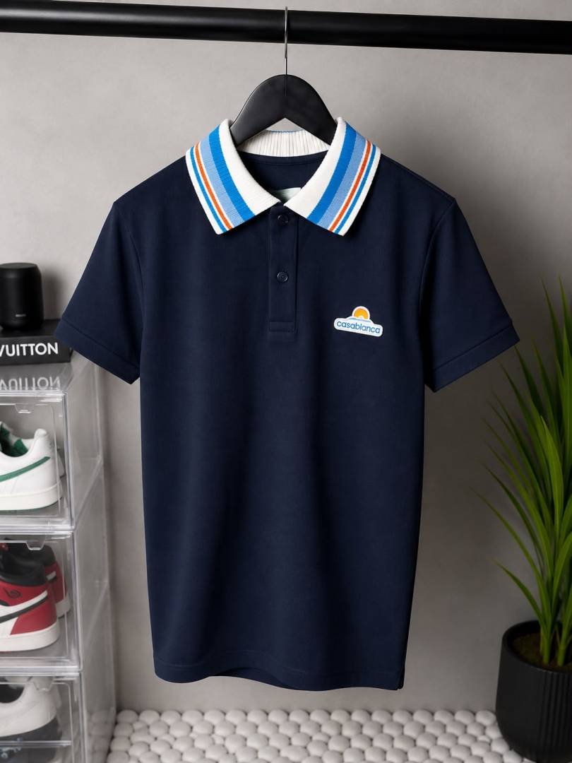 Casa Blanca Premium Navy Polo T-Shirt with OG Box Packaging 1602 SALE OFFER VS1000