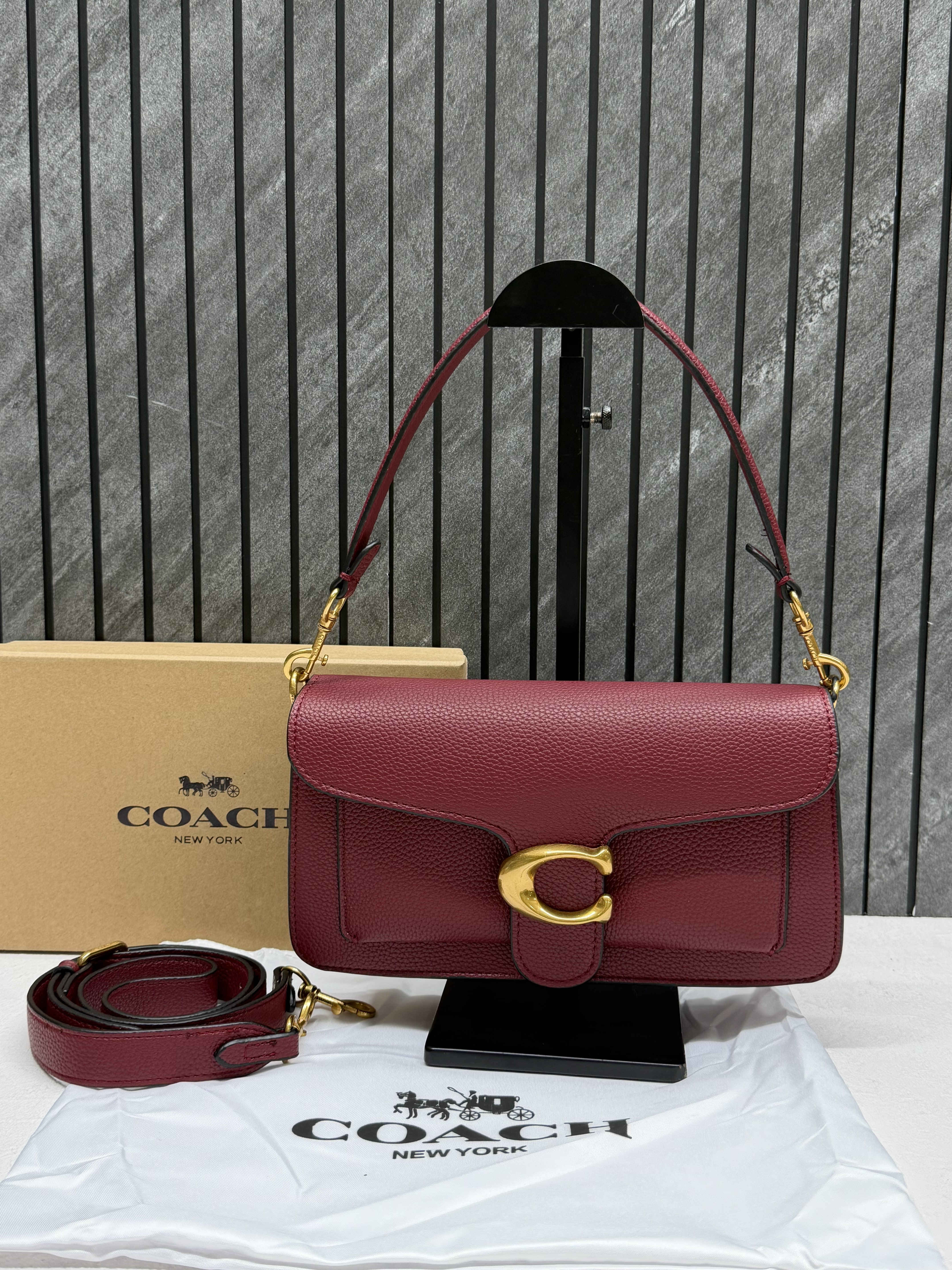 Coacch Tabby 26 Wine Shoulder Crossbody Bag With Original Box 2 Belt (Short  Long)