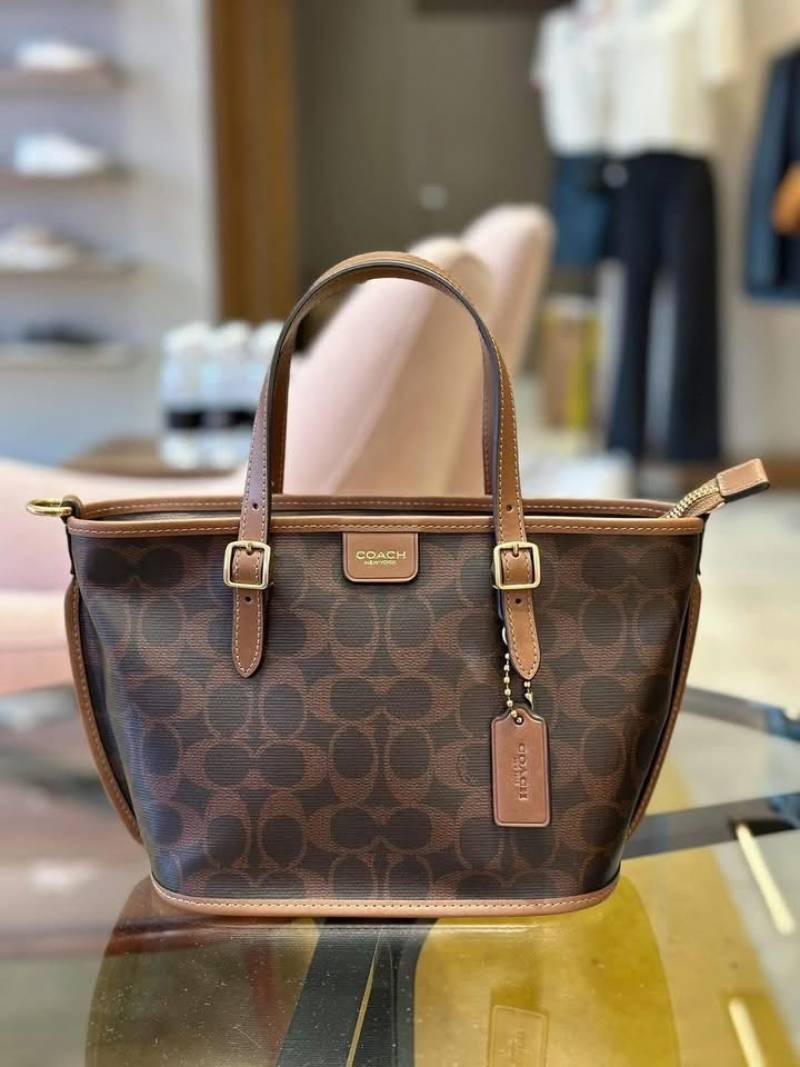 Coacch Taxi 21 Coffee Brown SmallTote With OriginalBox DustCover