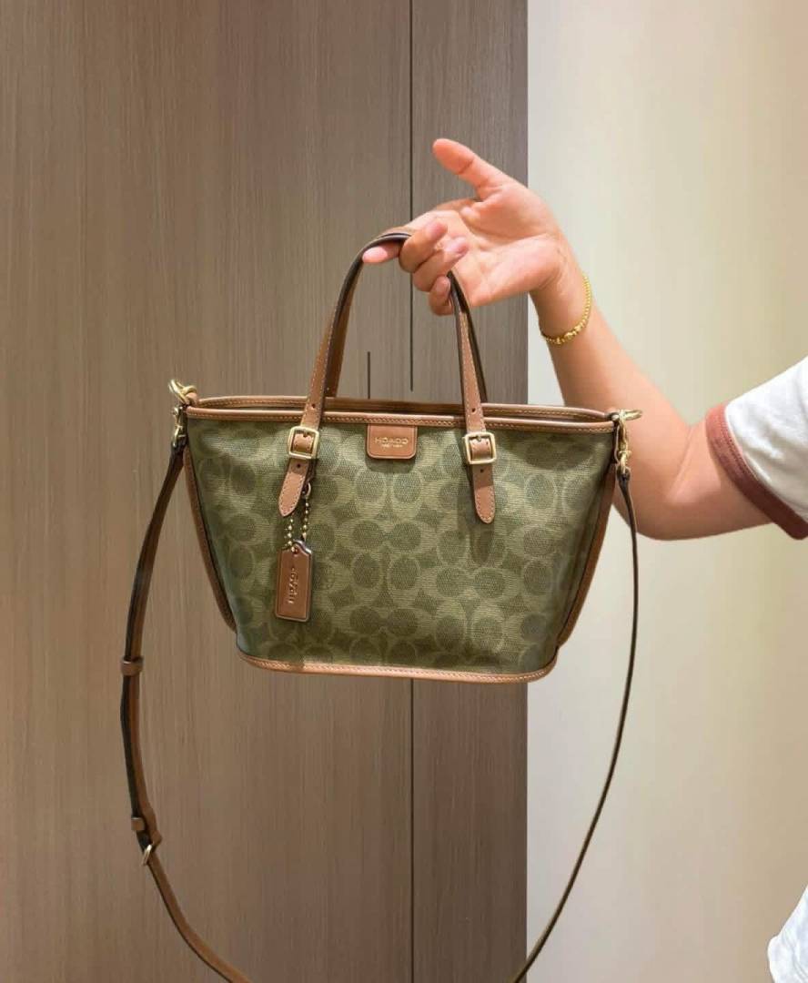 Coacch Taxi 21 Green Brown SmallTote With OriginalBox DustCover