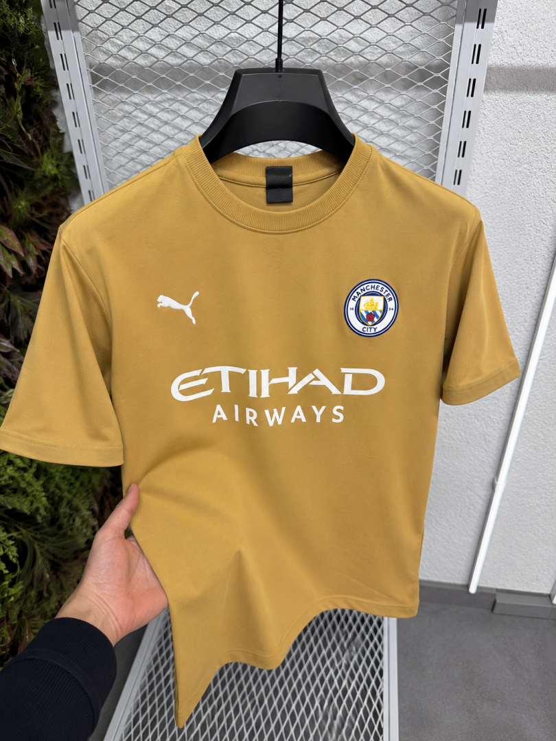 Pum_Mancity Logo Round Neck T shirt Beige