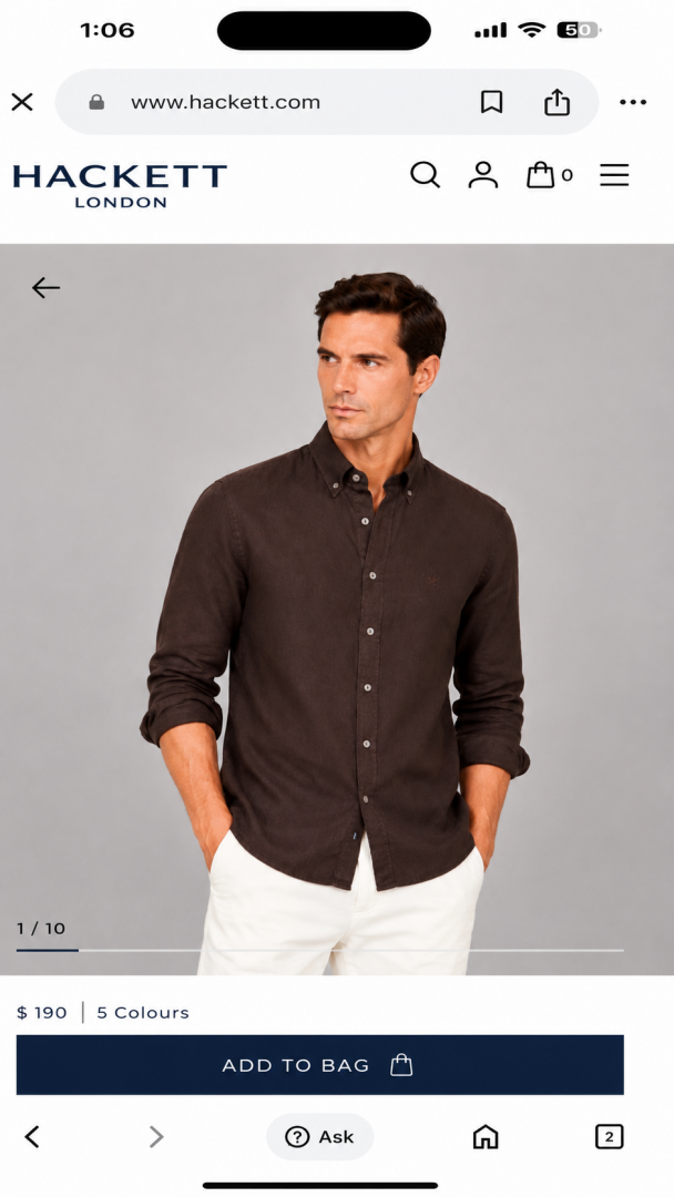Hackett Chest Logo Full Sleeves Shirt Dark Brown