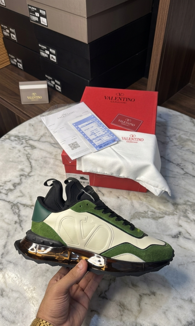 VALENTYNO GARAVANI GREEN SUEDE METALLIC GOLD