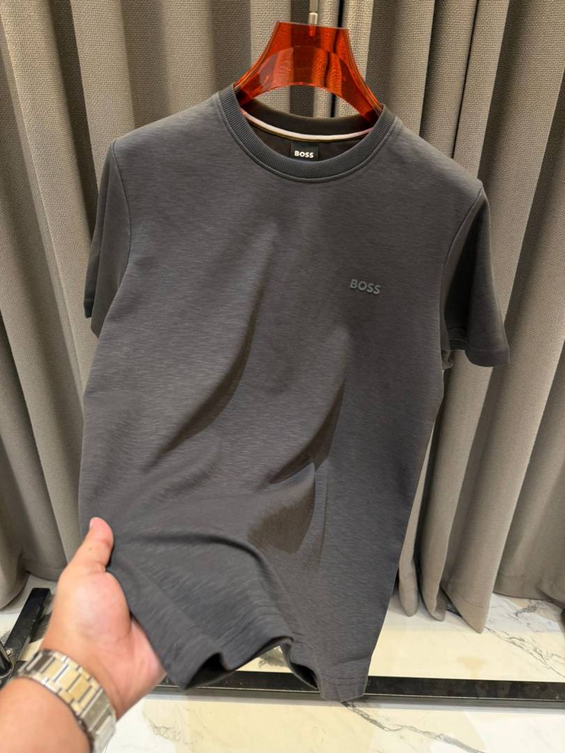 Boss Chest Logo Round Neck T-shirt Grey