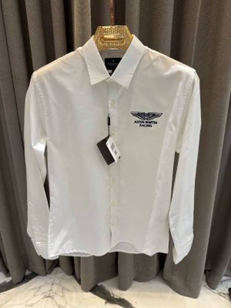 Hackett Aston Martin Chest Logo Full Sleeves Shirt White