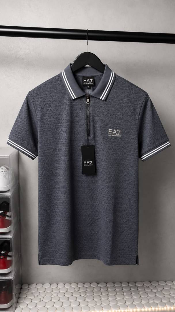 EA7 Empori_o Arma_ Monogram Zip Polo T-Shirt With OG Box Packaging 1392