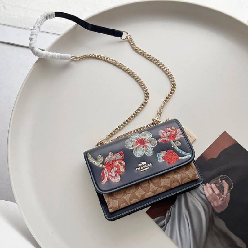 Coaach Klare Floral Signature Crossbody Bag With OG Box & Dust Bag (Floral Black - 380)