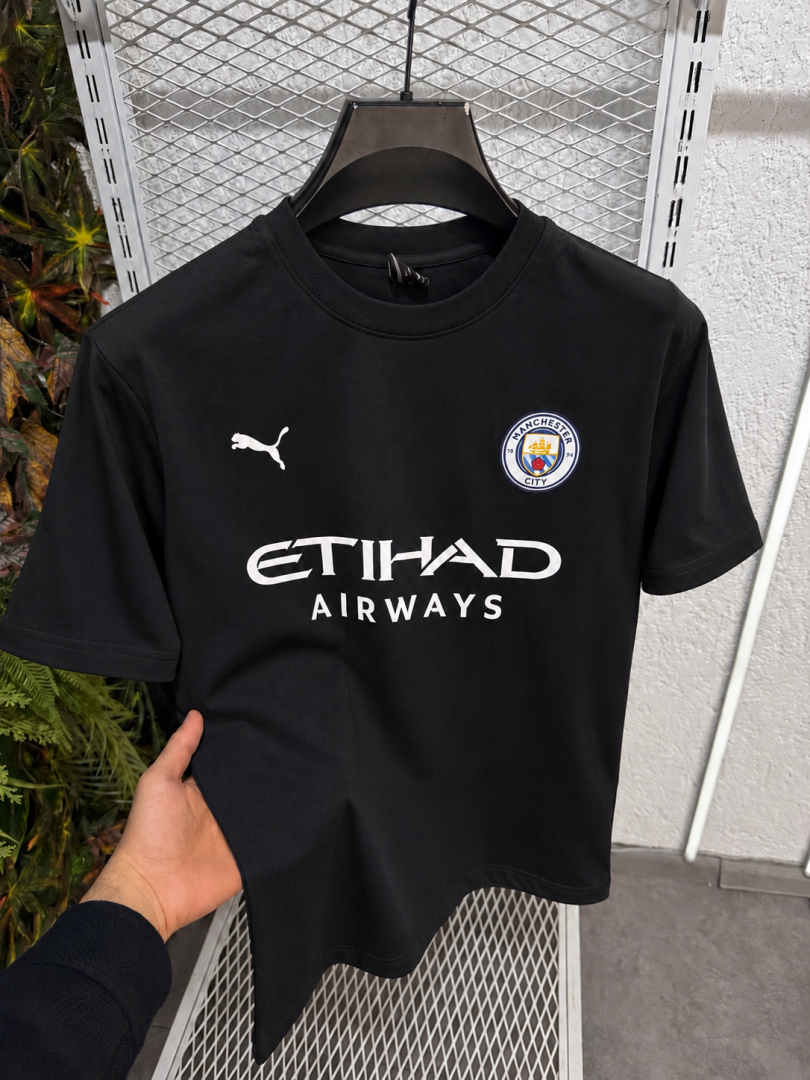 Pum_Mancity Logo Round Neck T shirt Black