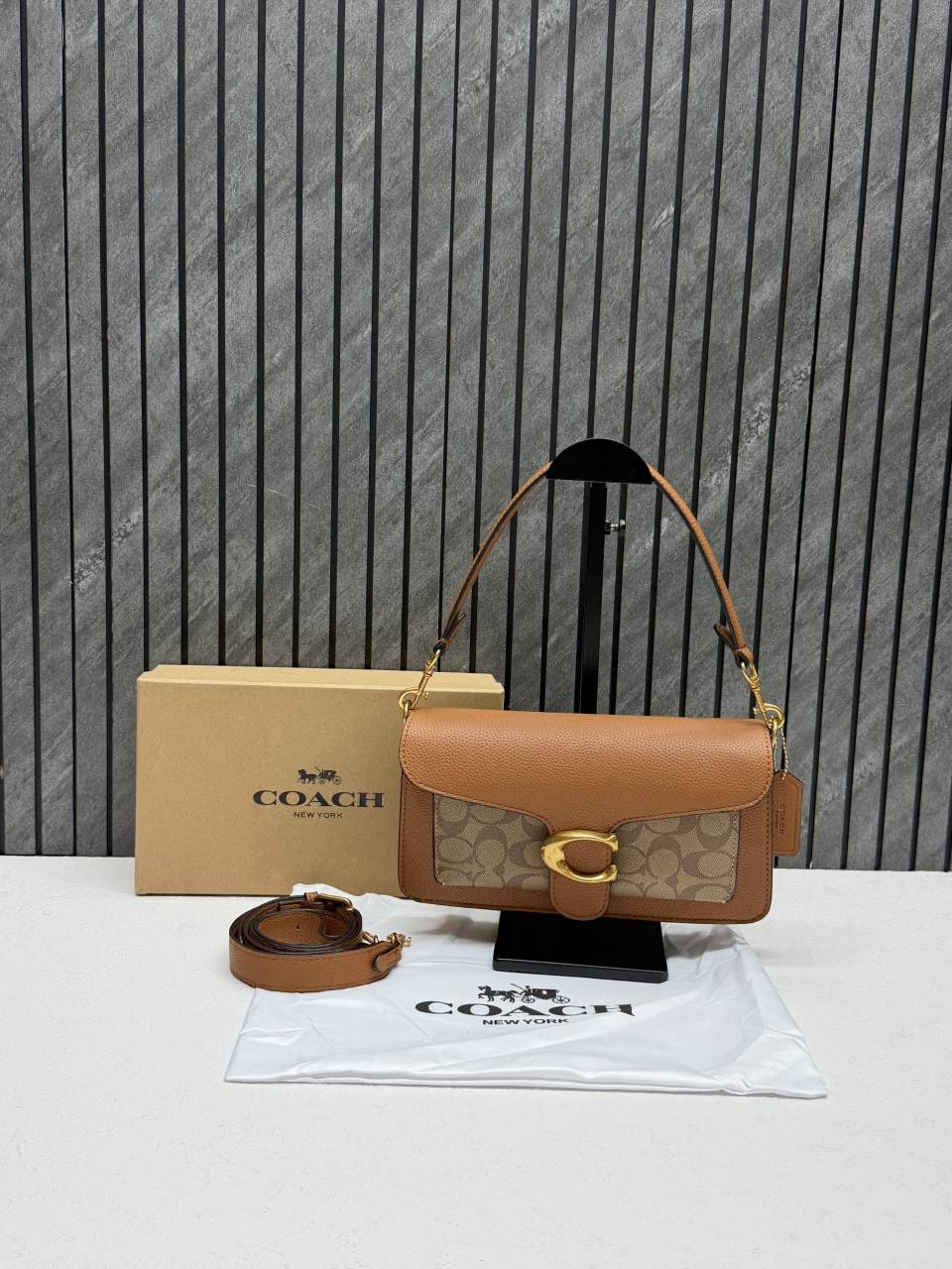Coacch Tabby 26 Brown-Mono Shoulder Crossbody Bag With Original Box 2 Belt (Short Long)