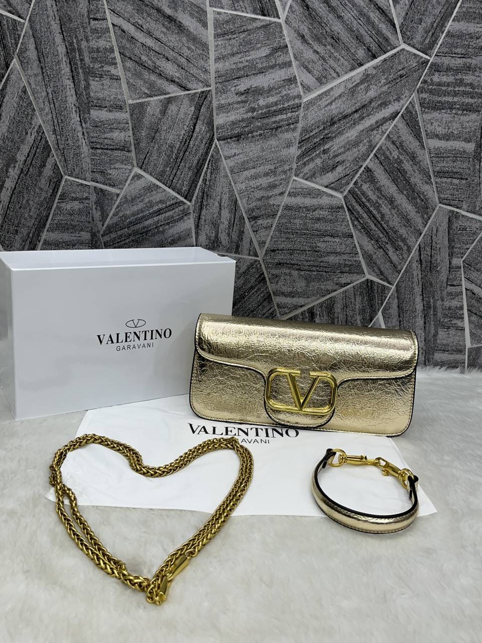 Valentyno_V_Logo_Long_Shoulder_Bag_Clutch_With_Original_Packing