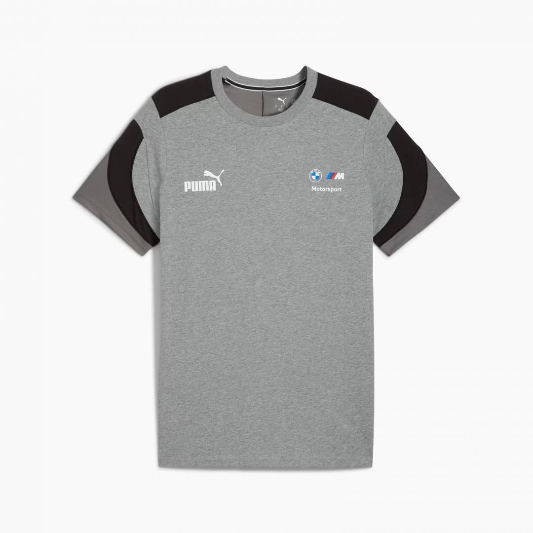 BMW Chest Logo Round Neck T shirt Grey