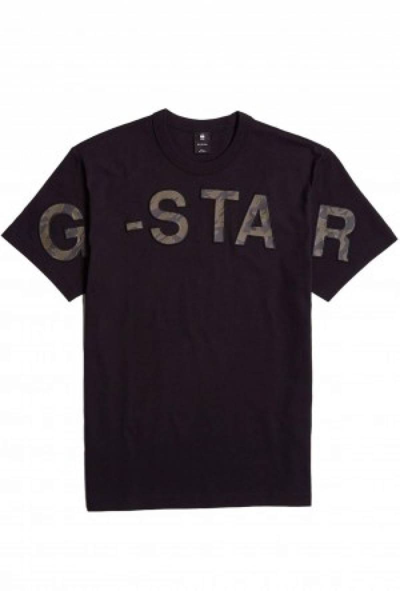SALE G-staar Middle Brand Print Round Neck T-shirt Black