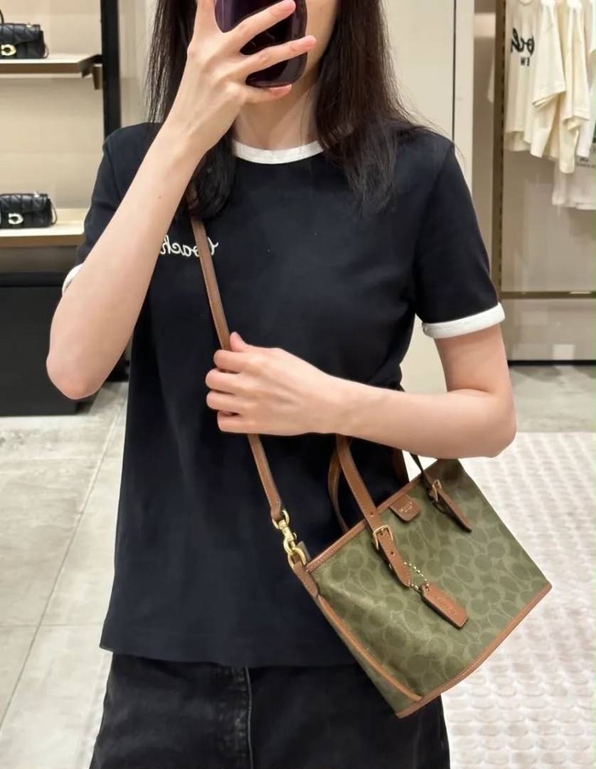 Coacch Taxi 21 Green Brown SmallTote With OriginalBox DustCover