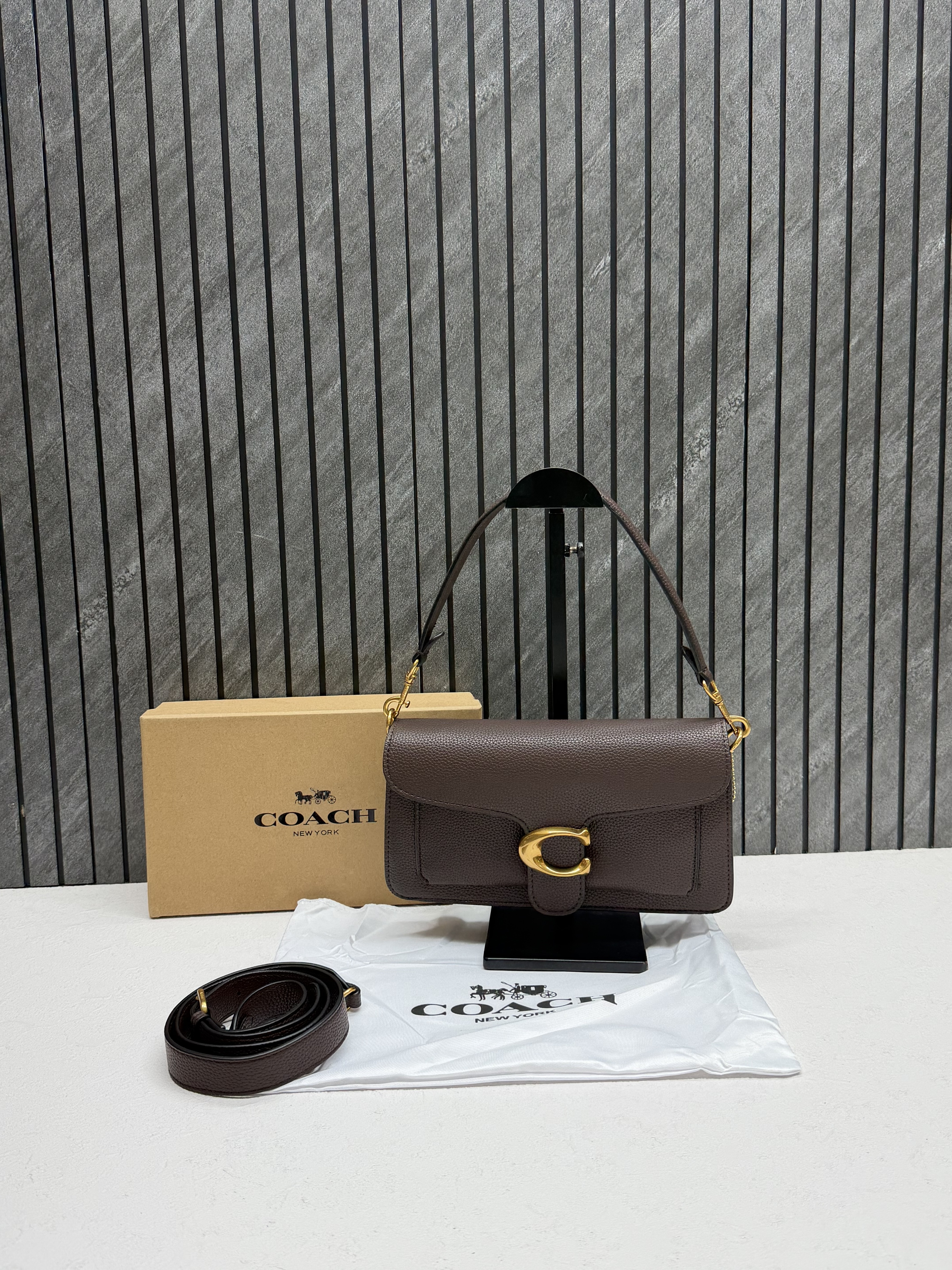 Coacch Tabby 26 Coffee Shoulder Crossbody Bag With Original Box 2 Belt (Short Long)