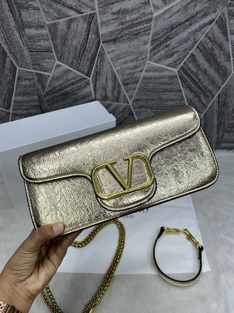 Valentyno_V_Logo_Long_Shoulder_Bag_Clutch_With_Original_Packing