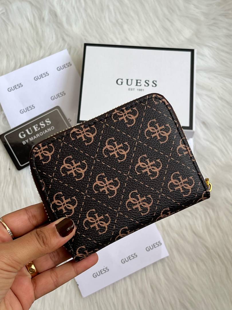 Guess 001 Coffee Mini Wallet With Original Box Dust Cover Card Premium Packaging